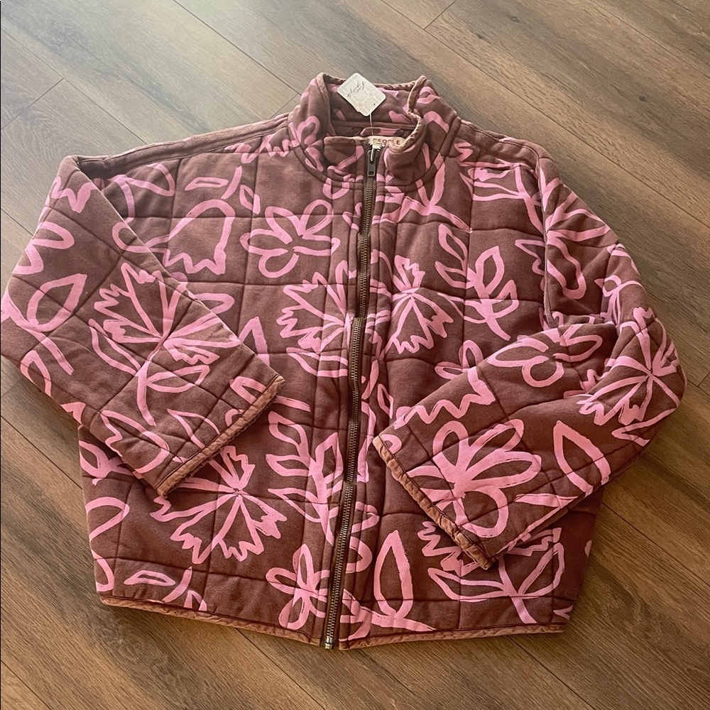 Free People Printed Dolman Jacket- Chocolate Combo - Picture 3 of 5